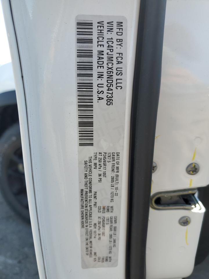 2022 Jeep Cherokee Latitude VIN: 1C4PJMCX6ND547365 Lot: 66407885