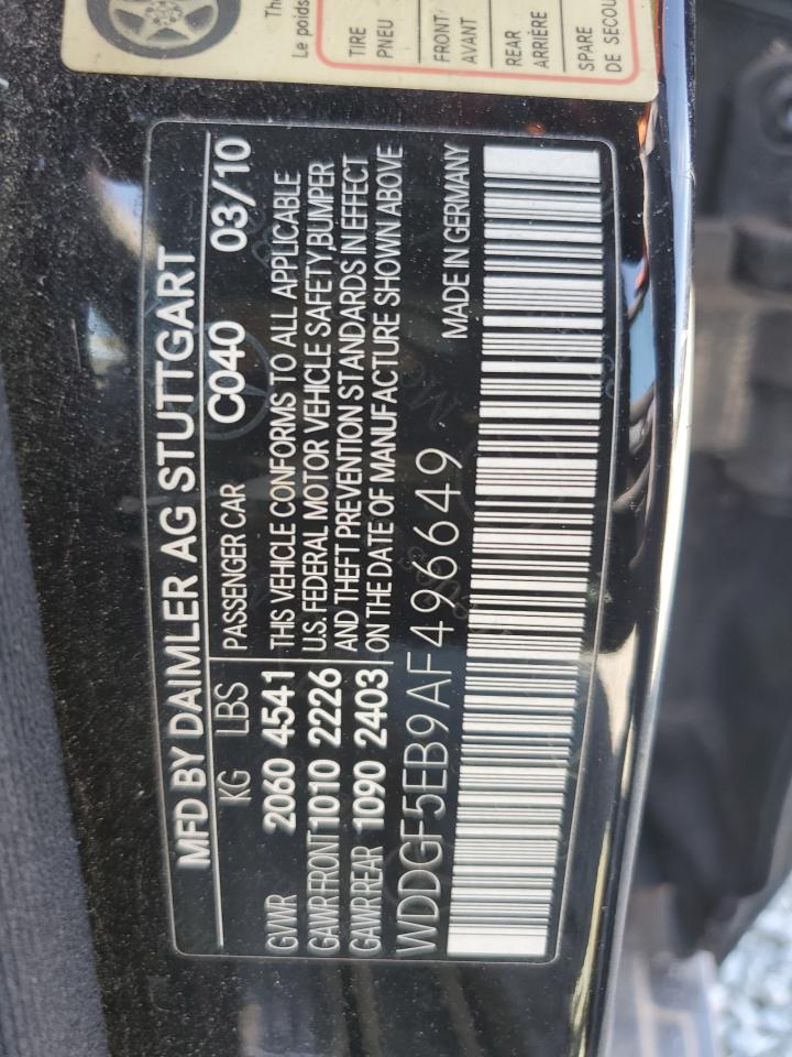 2010 Mercedes-Benz C 300 VIN: WDDGF5EB9AF496649 Lot: 64035215