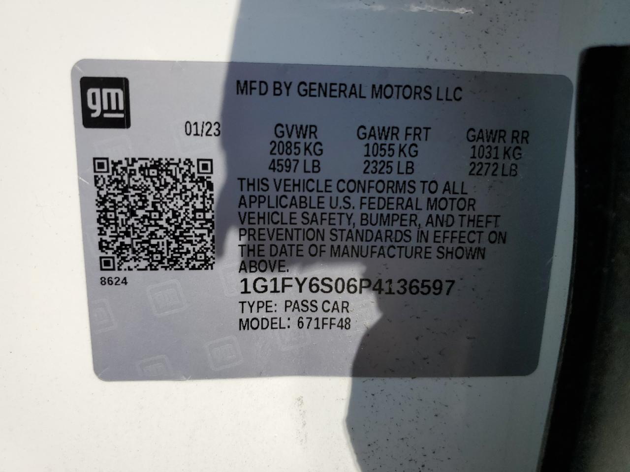 2023 Chevrolet Bolt Euv Lt VIN: 1G1FY6S06P4136597 Lot: 65970315