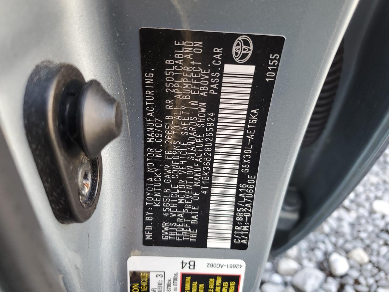 2008 Toyota Avalon Xl VIN: 4T1BK36B28U265824 Lot: 64282175
