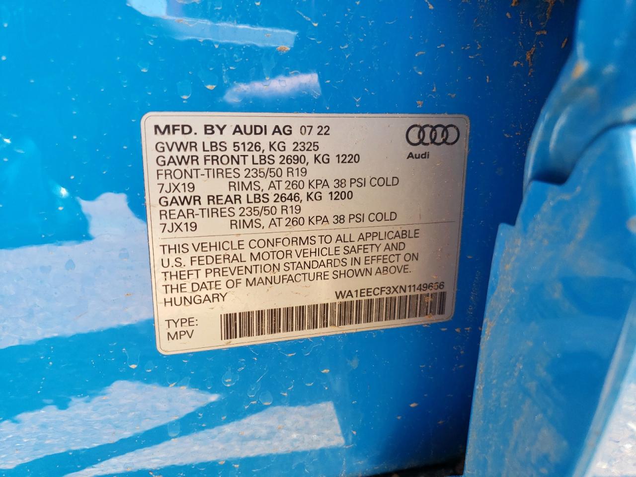2022 Audi Q3 Premium Plus S Line 45 VIN: WA1EECF3XN1149666 Lot: 64975255