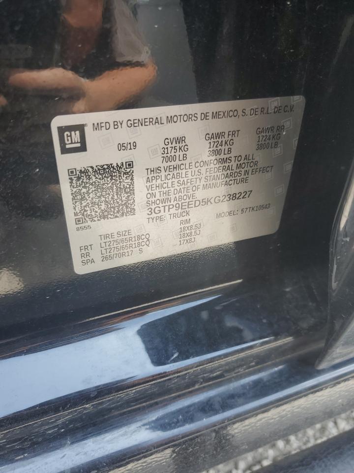 2019 GMC Sierra K1500 At4 VIN: 3GTP9EED5KG238227 Lot: 65196575