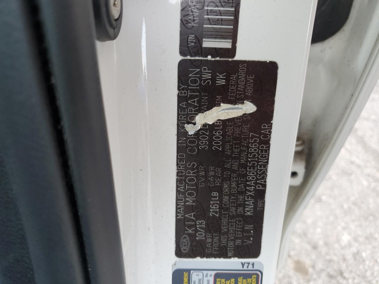 2014 Kia Forte Ex VIN: KNAFX4A86E5158657 Lot: 65017055