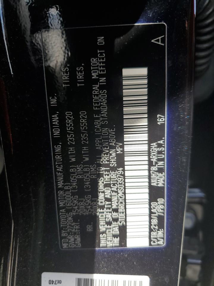 2021 Toyota Highlander Hybrid Platinum VIN: 5TDEBRCH2MS039794 Lot: 64110555