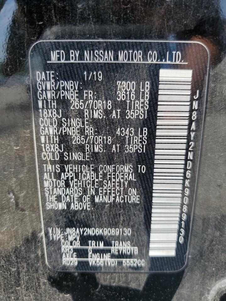 2019 Nissan Armada Sv VIN: JN8AY2ND6K9089130 Lot: 65362095