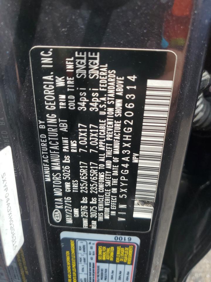 2017 Kia Sorento Lx VIN: 5XYPG4A3XHG206314 Lot: 65429715