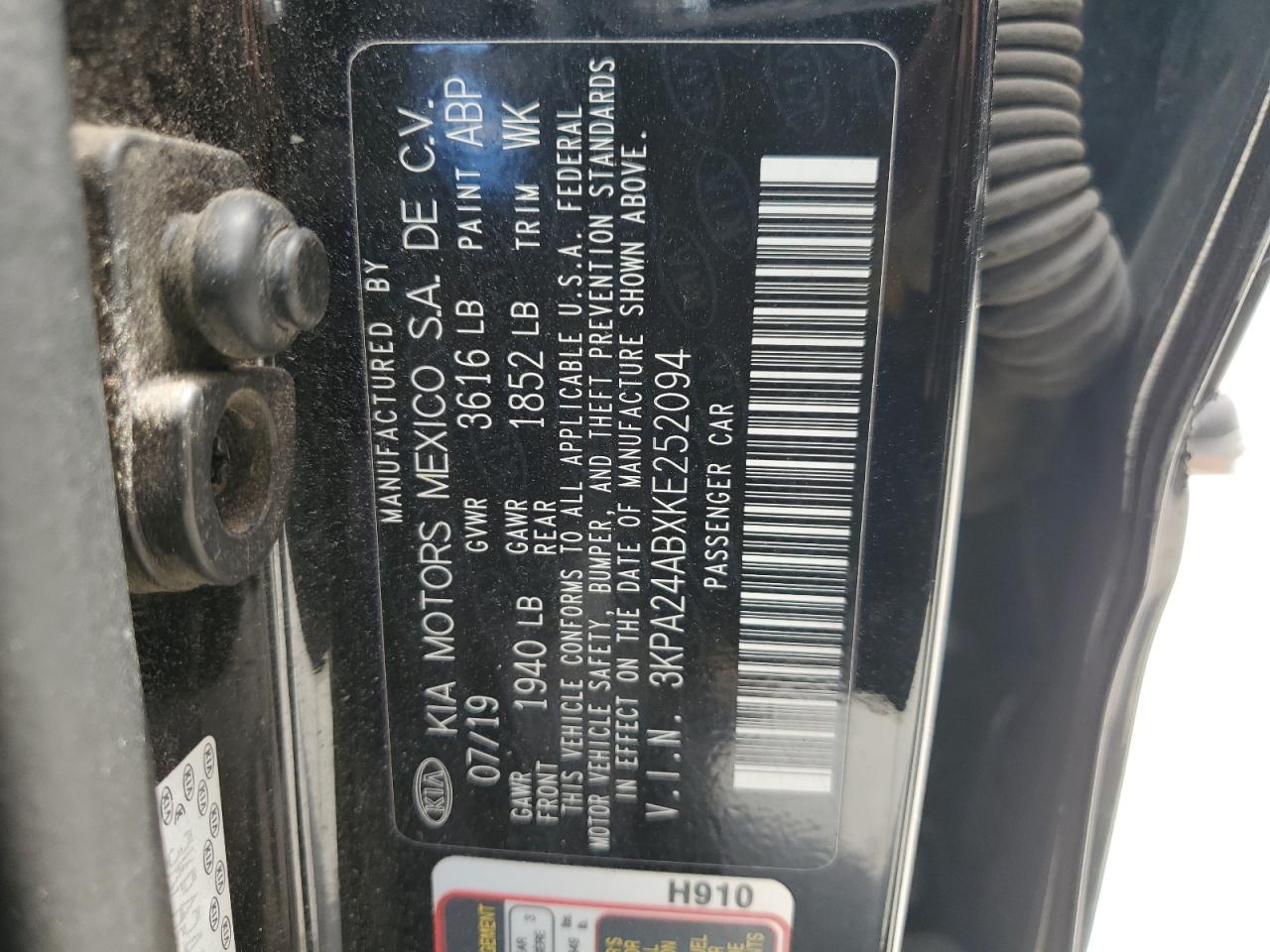 2019 Kia Rio S VIN: 3KPA24ABXKE252094 Lot: 64273115