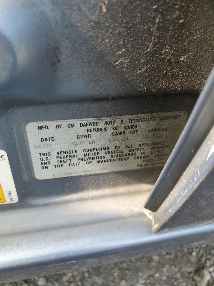 kl1td66628b074785 KL1TD66628B074785 2008 Chevrolet Aveo Base