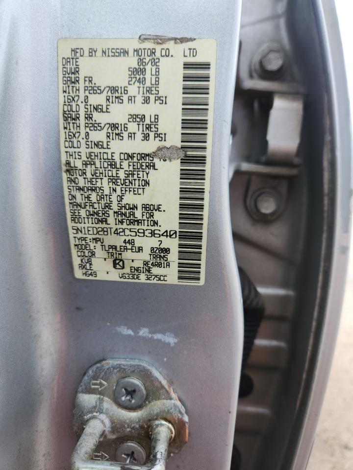 2002 Nissan Xterra Xe VIN: 5N1ED28T42C593640 Lot: 64554735