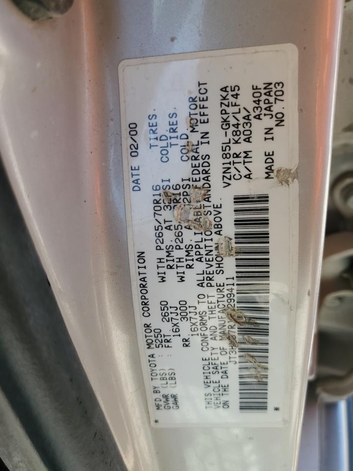 2000 Toyota 4Runner Limited VIN: JT3HN87R1Y0299411 Lot: 64824495