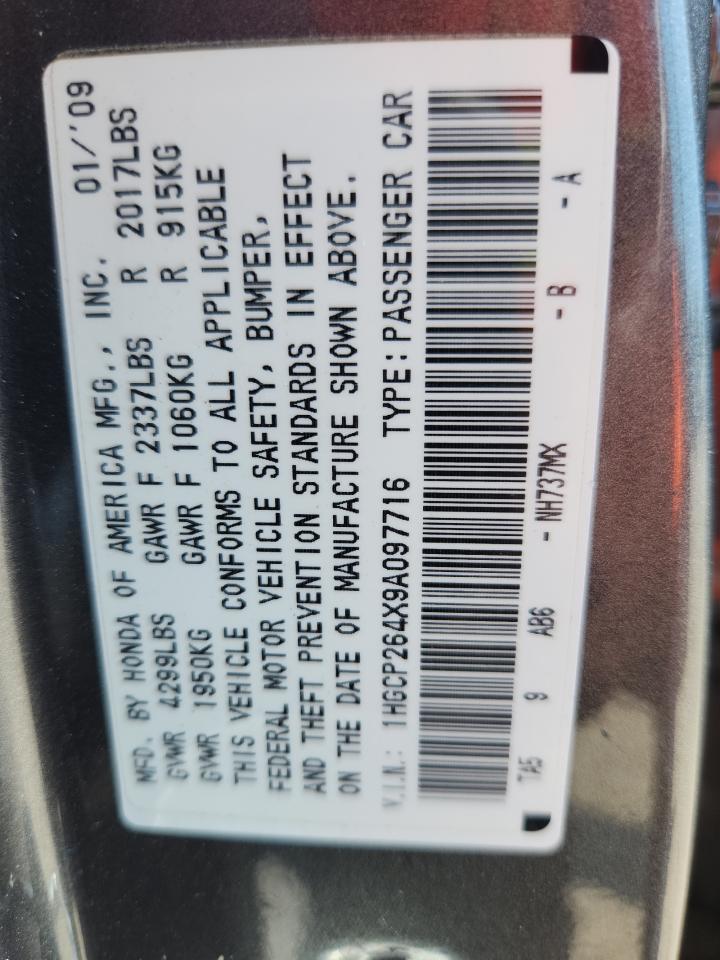 2009 Honda Accord Lxp VIN: 1HGCP264X9A097716 Lot: 63983715