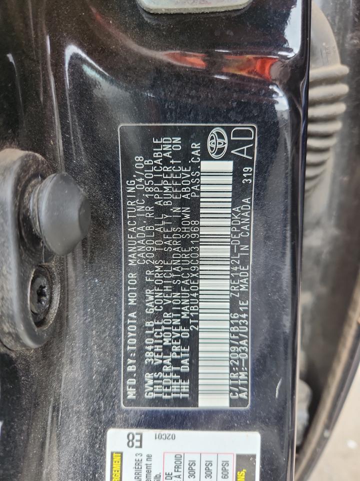 2009 Toyota Corolla Base VIN: 2T1BU40EX9C031968 Lot: 64058675
