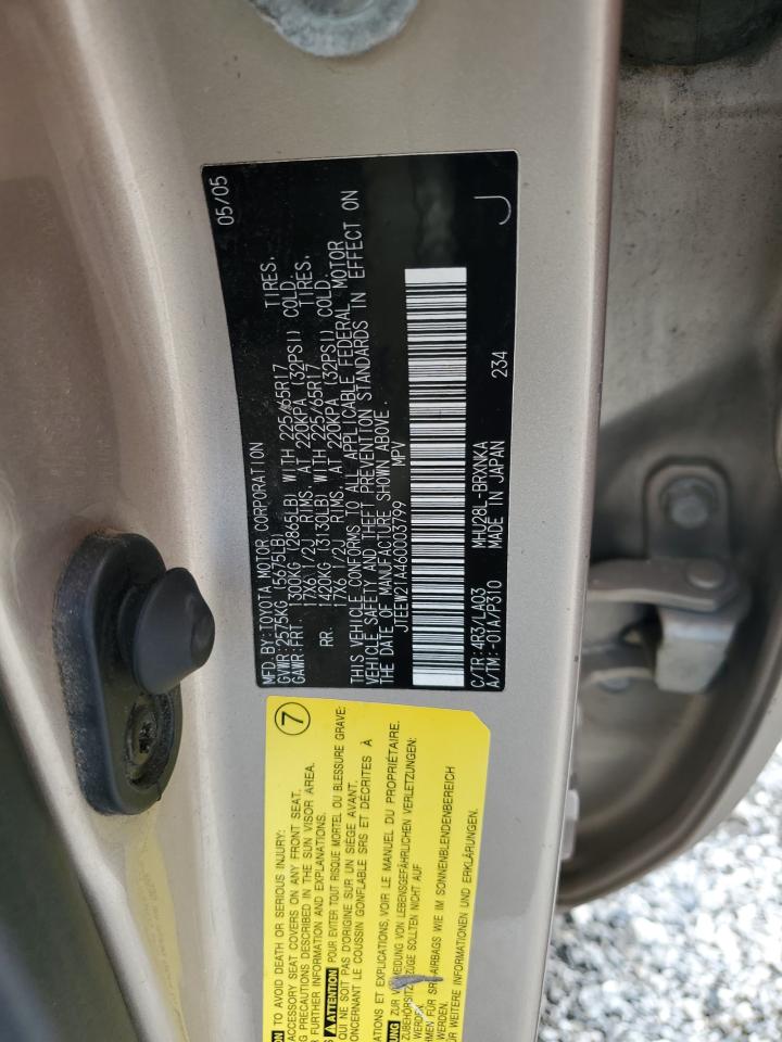 2006 Toyota Highlander Hybrid VIN: JTEEW21A460003799 Lot: 64888055