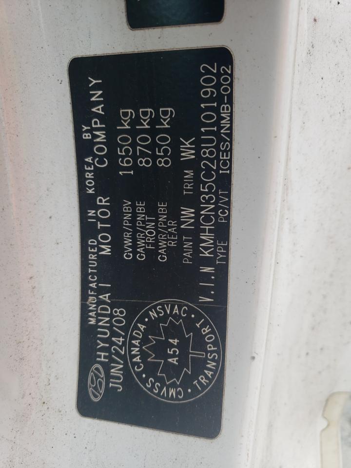 2008 Hyundai Accent Base VIN: KMHCN35C28U101902 Lot: 65429245
