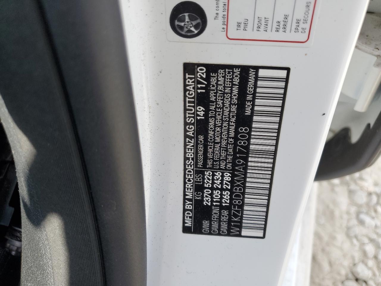 2021 Mercedes-Benz E 350 VIN: W1KZF8DBXMA917808 Lot: 65397805