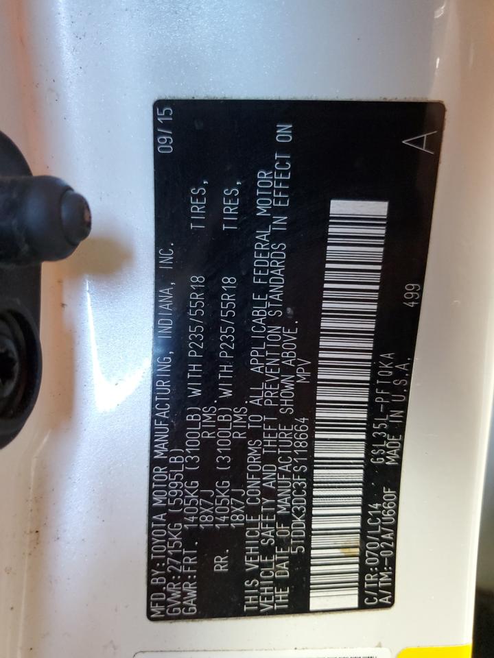 5tddk3dc3fs118664 5TDDK3DC3FS118664 2015 Toyota Sienna Xle