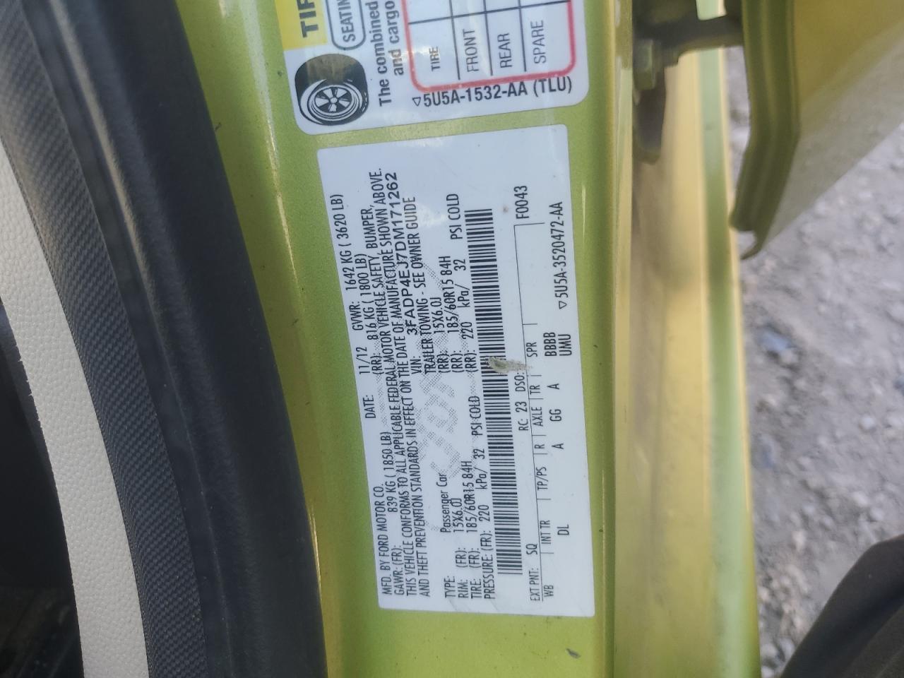 3FADP4EJ7DM171262 2013 Ford Fiesta Se