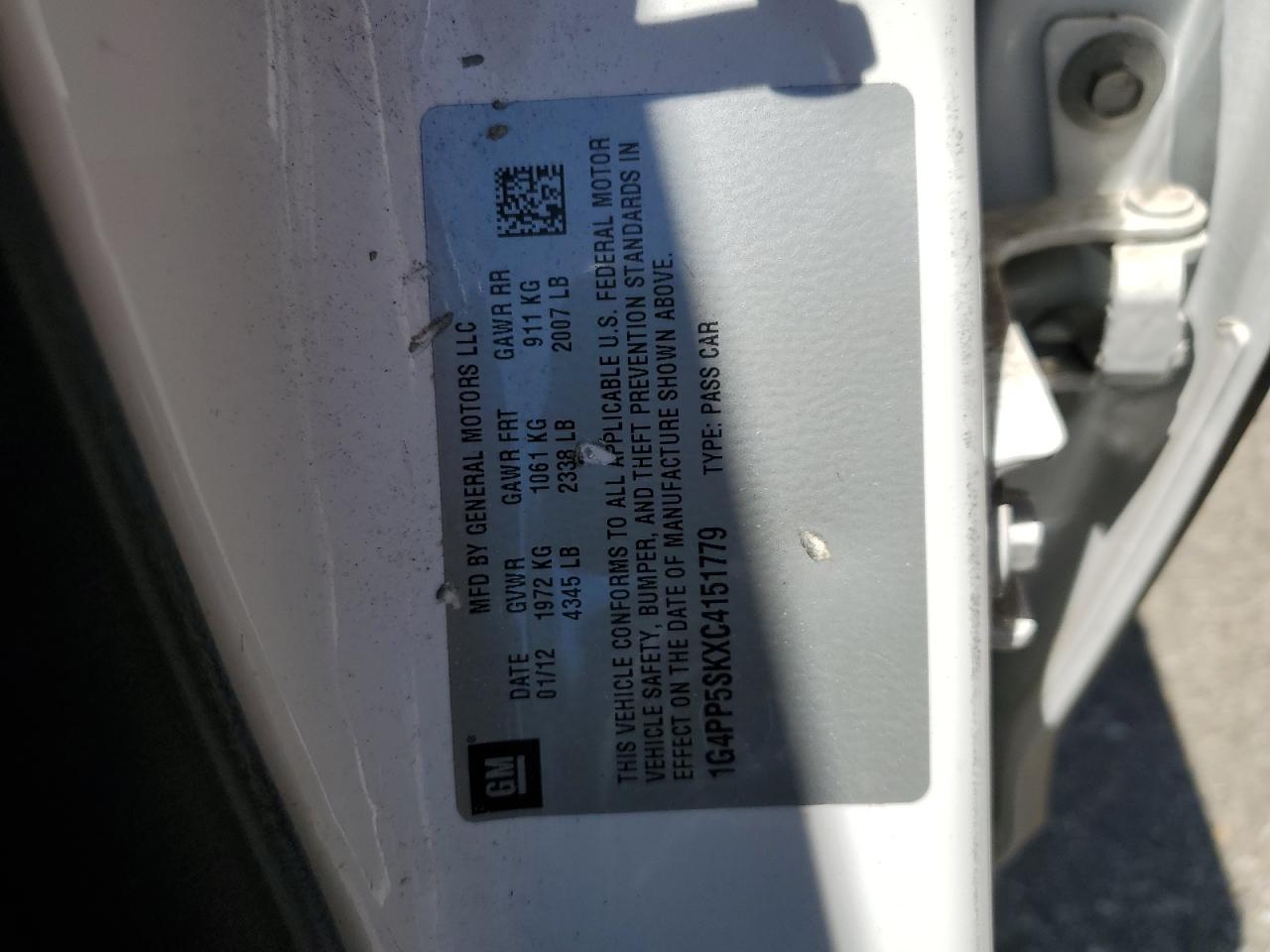 2012 Buick Verano VIN: 1G4PP5SKXC4151779 Lot: 63876715