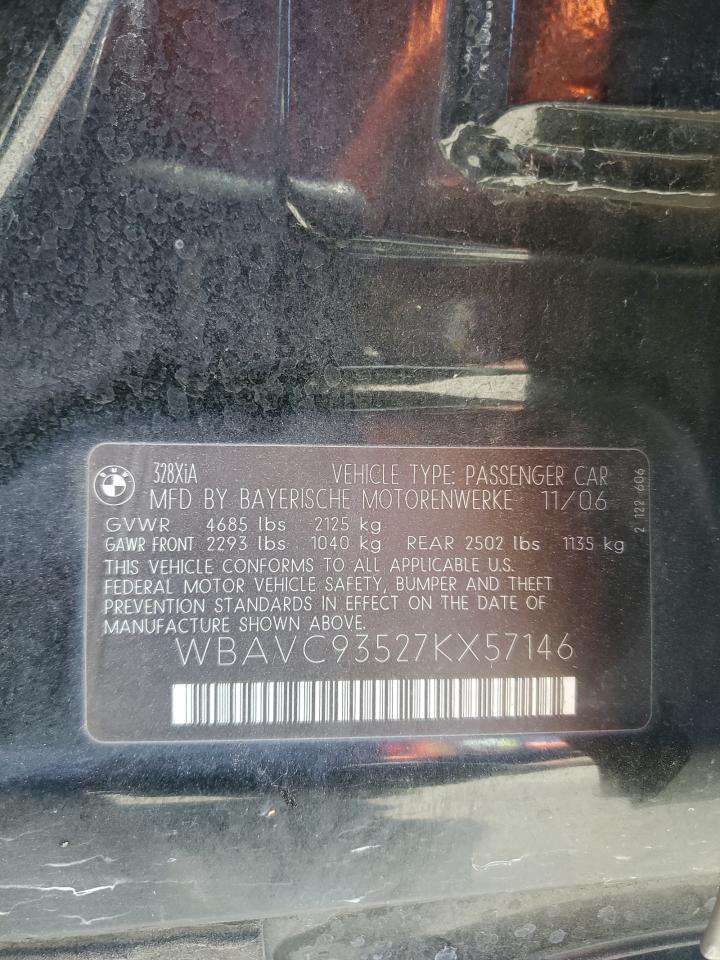 2007 BMW 328 Xi VIN: WBAVC93527KX57146 Lot: 63728645