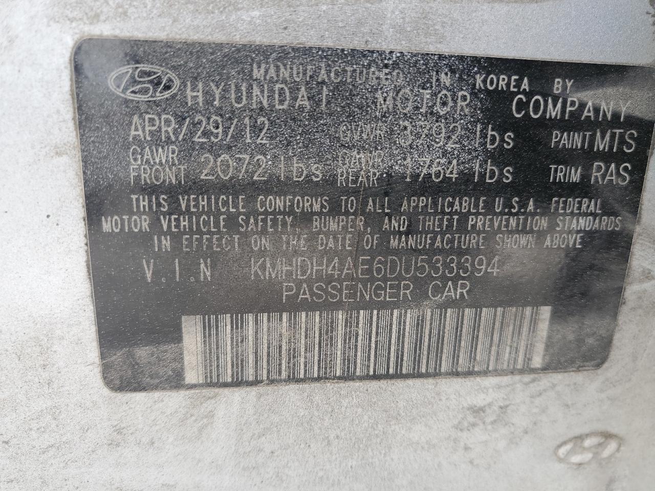 2013 Hyundai Elantra Gls VIN: KMHDH4AE6DU533394 Lot: 63332965
