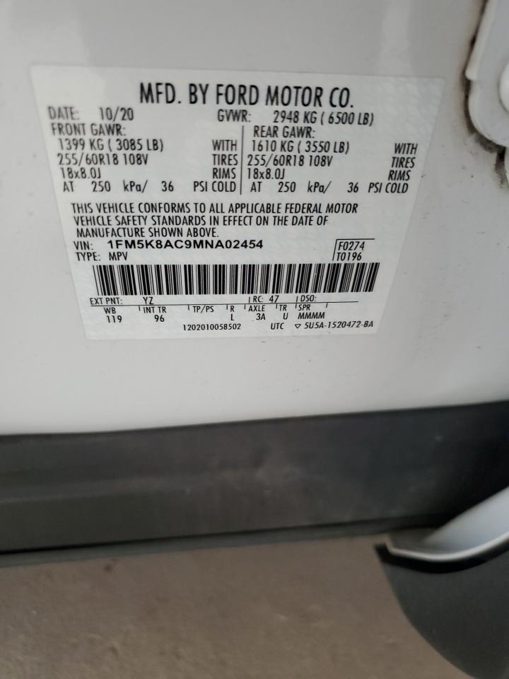 2021 Ford Explorer Police Interceptor VIN: 1FM5K8AC9MNA02454 Lot: 63217845