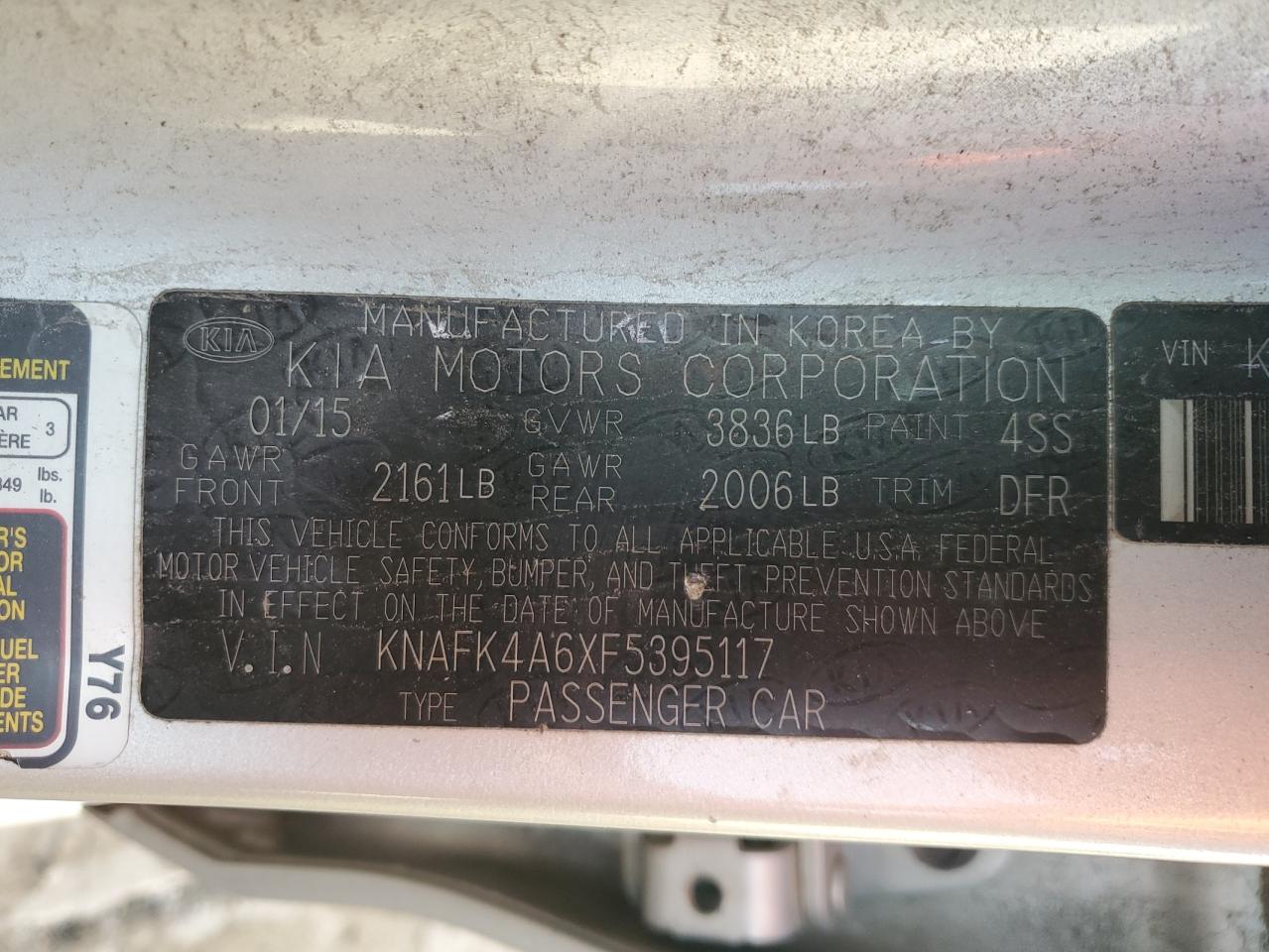 2015 Kia Forte Lx VIN: KNAFK4A6XF5395117 Lot: 65545425