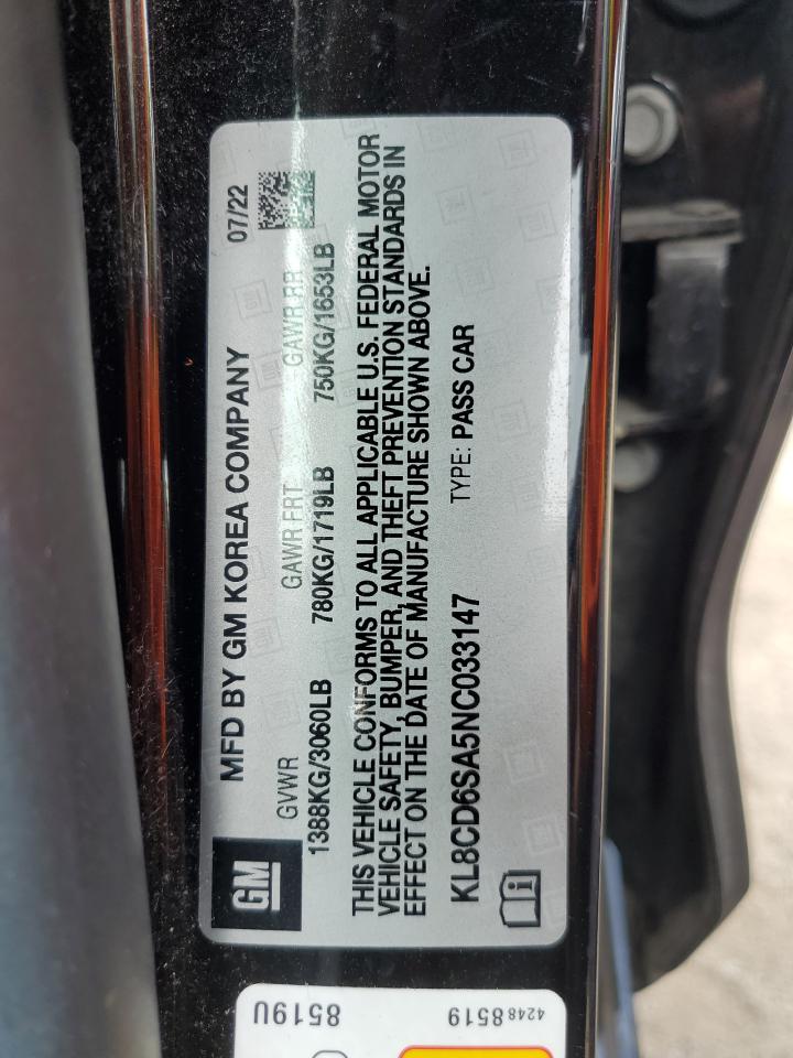 KL8CD6SA5NC033147 2022 Chevrolet Spark 1Lt