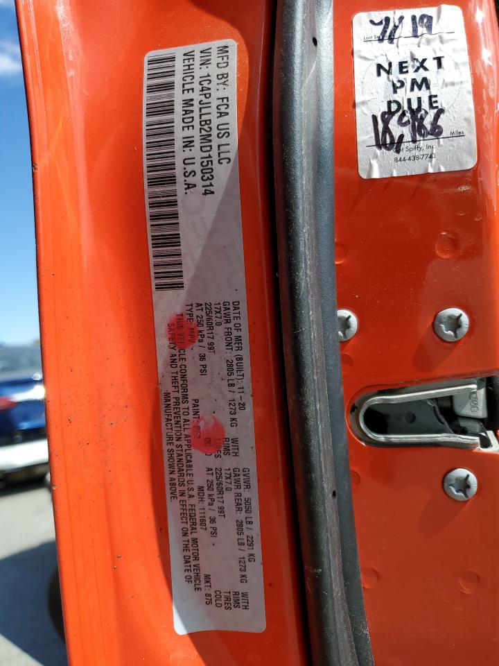 2021 Jeep Cherokee Latitude Plus VIN: 1C4PJLLB2MD150314 Lot: 66864465