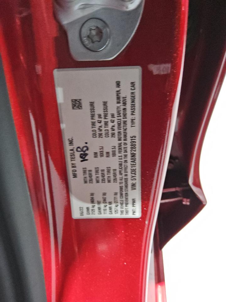2022 Tesla Model 3 VIN: 5YJ3E1EA8NF288915 Lot: 64271745
