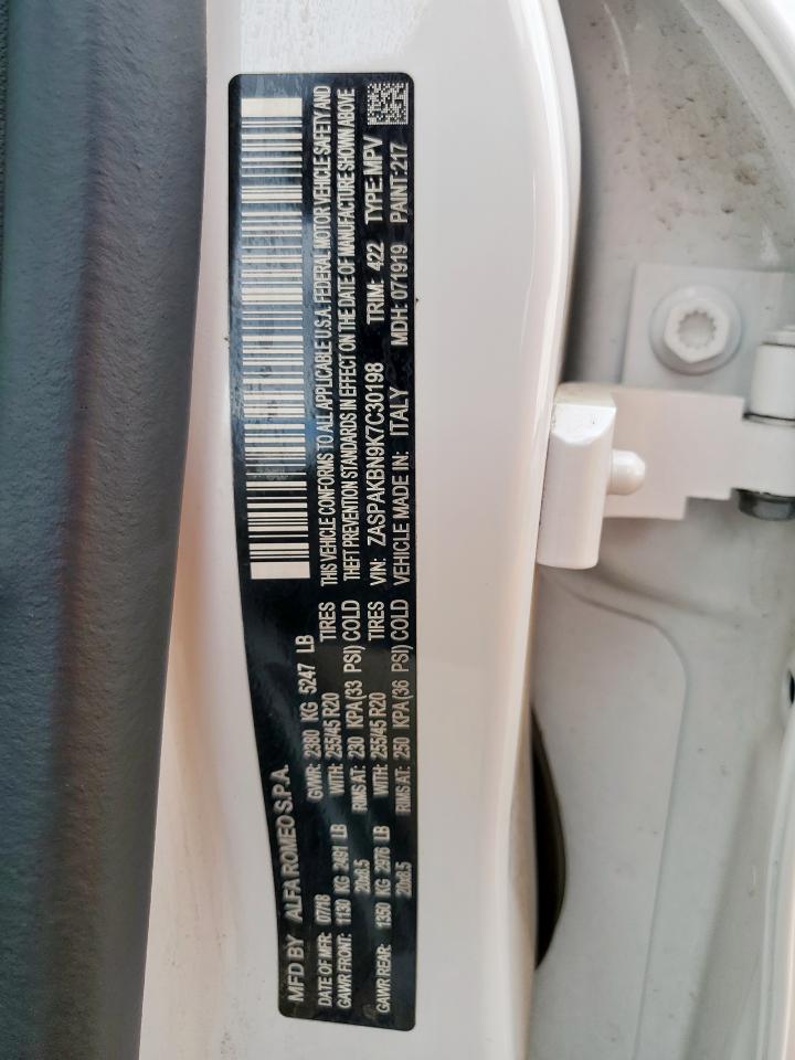 2019 Alfa Romeo Stelvio Ti VIN: ZASPAKBN9K7C30198 Lot: 67135185