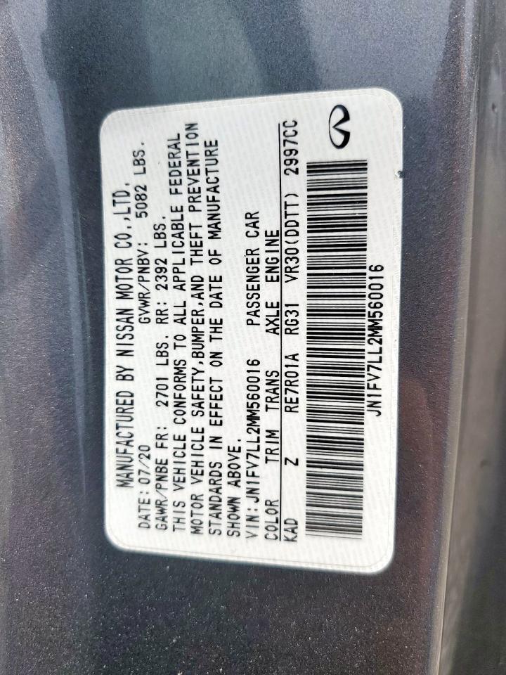 2021 Infiniti Q60 Red Sport 400 VIN: JN1FV7LL2MM560016 Lot: 64747895