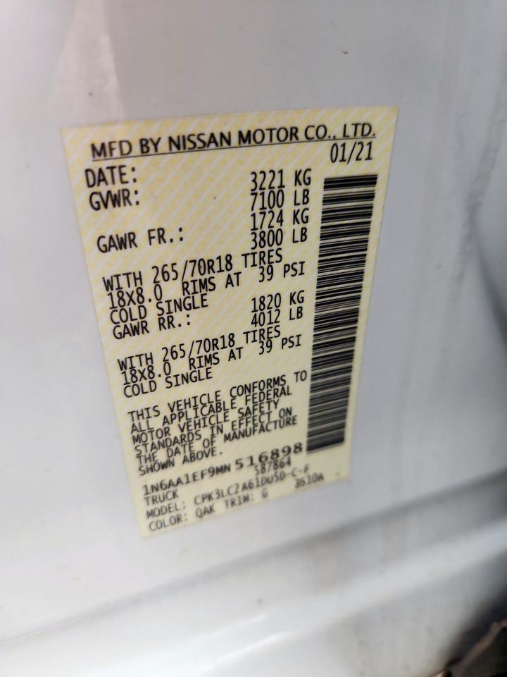 2021 Nissan Titan Sv VIN: 1N6AA1EF9MN516898 Lot: 64133325
