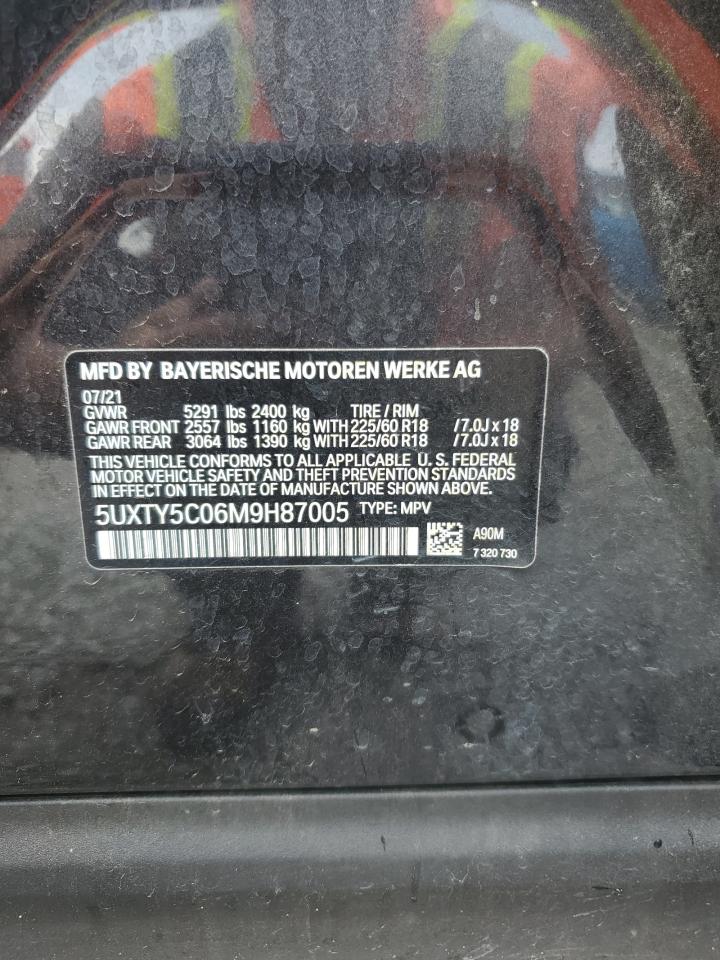2021 BMW X3 xDrive30I VIN: 5UXTY5C06M9H87005 Lot: 62565645