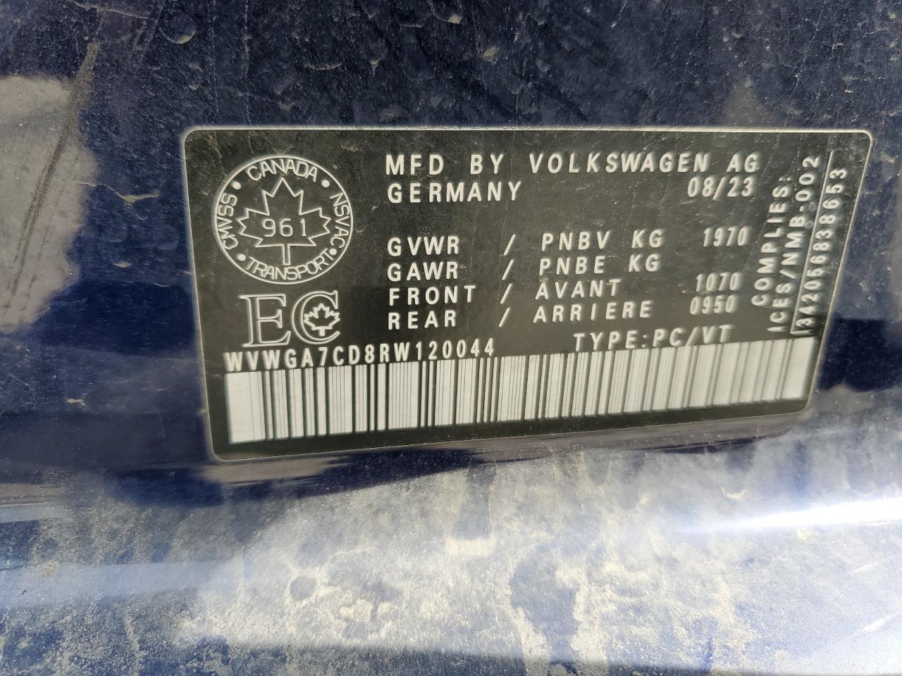 2024 Volkswagen Gti S VIN: WVWGA7CD8RW120044 Lot: 64041255