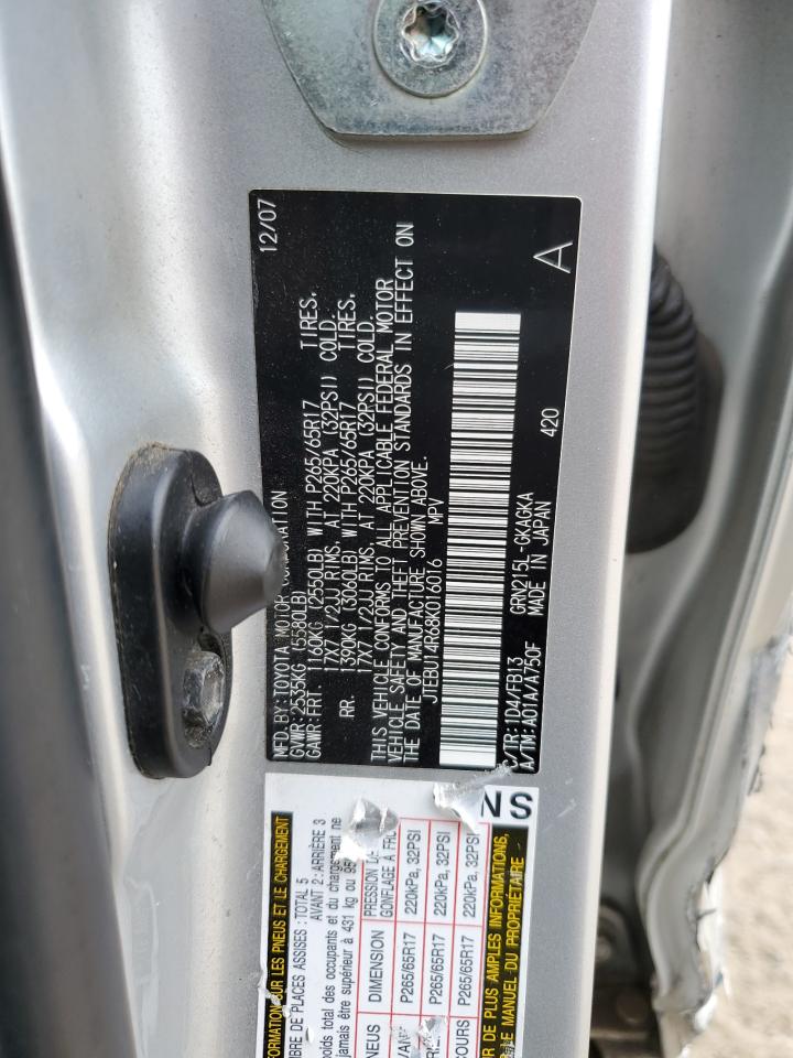 2008 Toyota 4Runner Sr5 VIN: JTEBU14R68K016016 Lot: 65151635