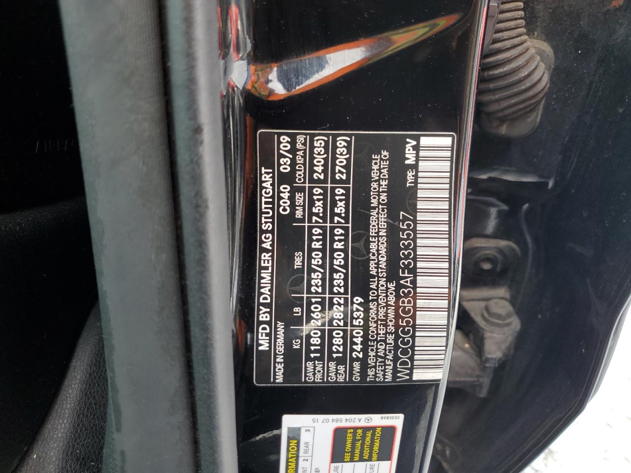 2010 Mercedes-Benz Glk 350 VIN: WDCGG5GB3AF333557 Lot: 63467865