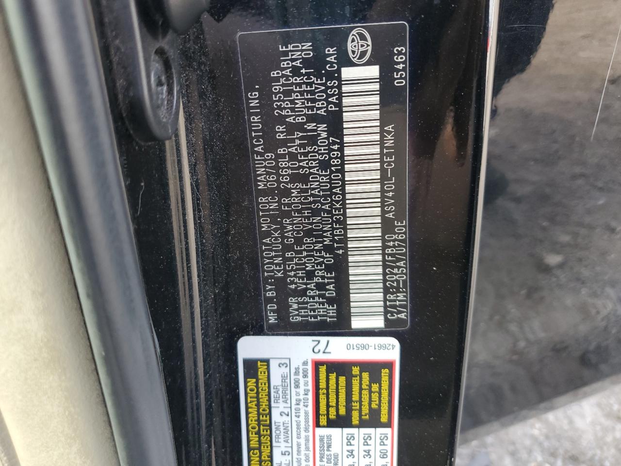 2010 Toyota Camry Base VIN: 4T1BF3EK6AU018947 Lot: 65388715