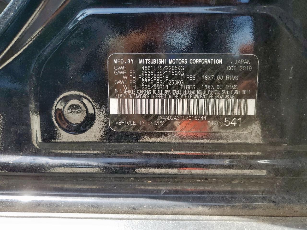 2020 Mitsubishi Outlander Es VIN: JA4AD2A31LZ015744 Lot: 65424685