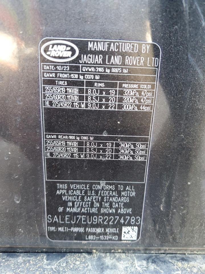 2024 Land Rover Defender 110 S VIN: SALEJ7EU9R2274783 Lot: 62422465