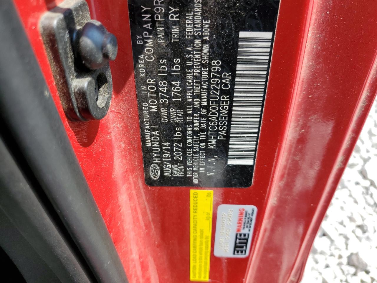 2015 Hyundai Veloster VIN: KMHTC6AD0FU229798 Lot: 64943405