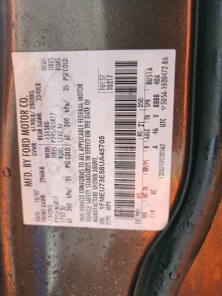 2008 Ford Explorer Xlt VIN: 1FMEU73E58UA45705 Lot: 64393725