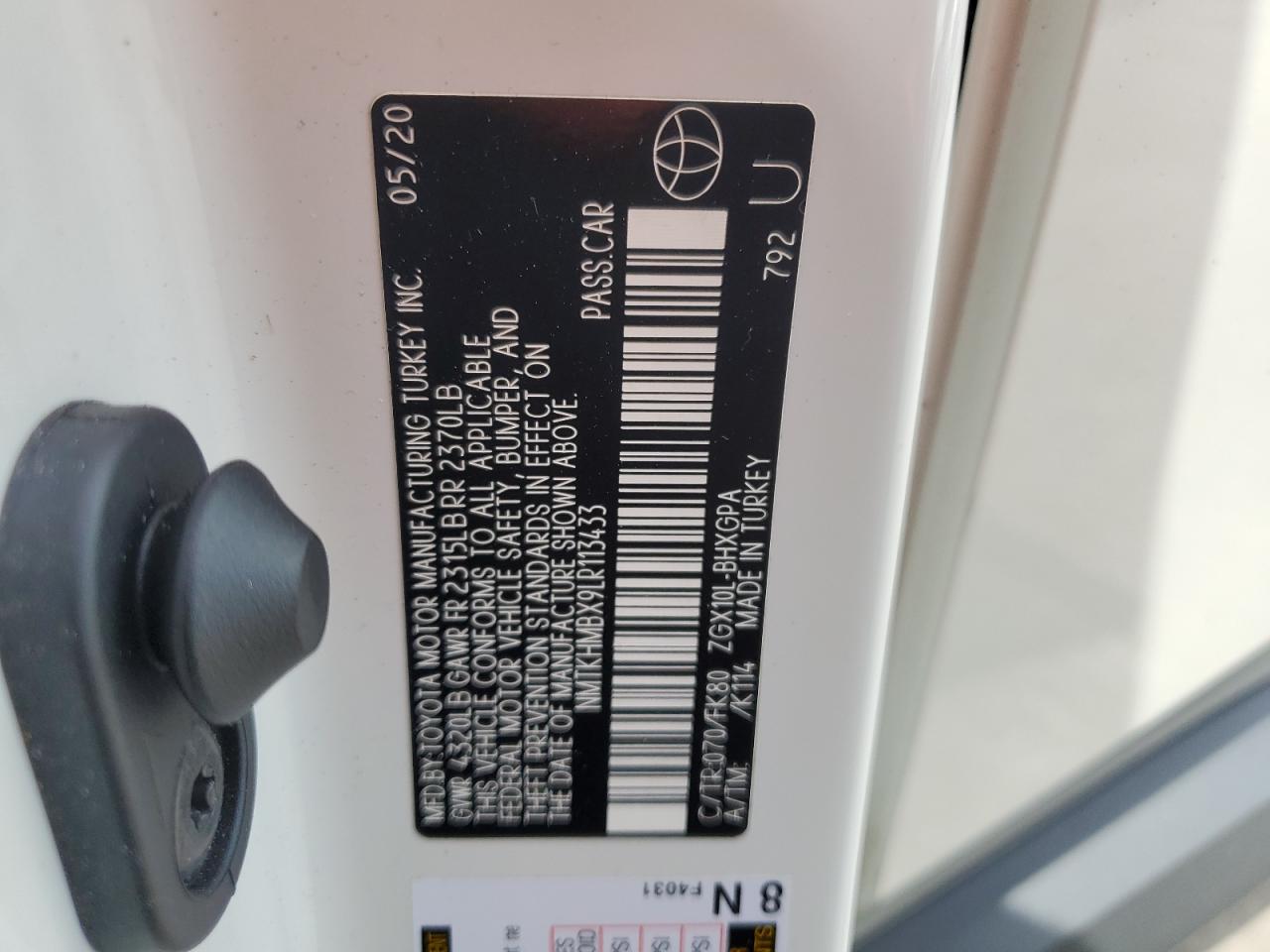 2020 Toyota C-Hr Xle VIN: NMTKHMBX9LR113433 Lot: 64194895