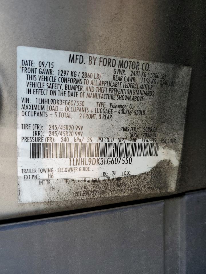 2015 Lincoln Mks VIN: 1LNHL9DK3FG607550 Lot: 66284255