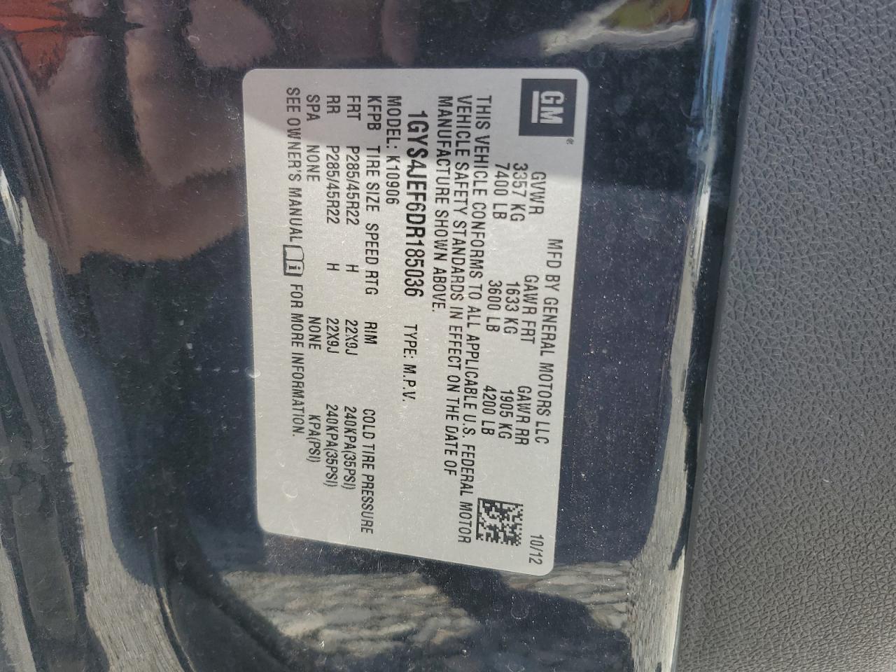 2013 Cadillac Escalade Esv Premium VIN: 1GYS4JEF6DR185036 Lot: 65032725