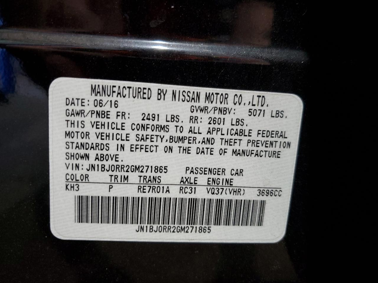 2016 Infiniti Qx50 VIN: JN1BJ0RR2GM271865 Lot: 66261595