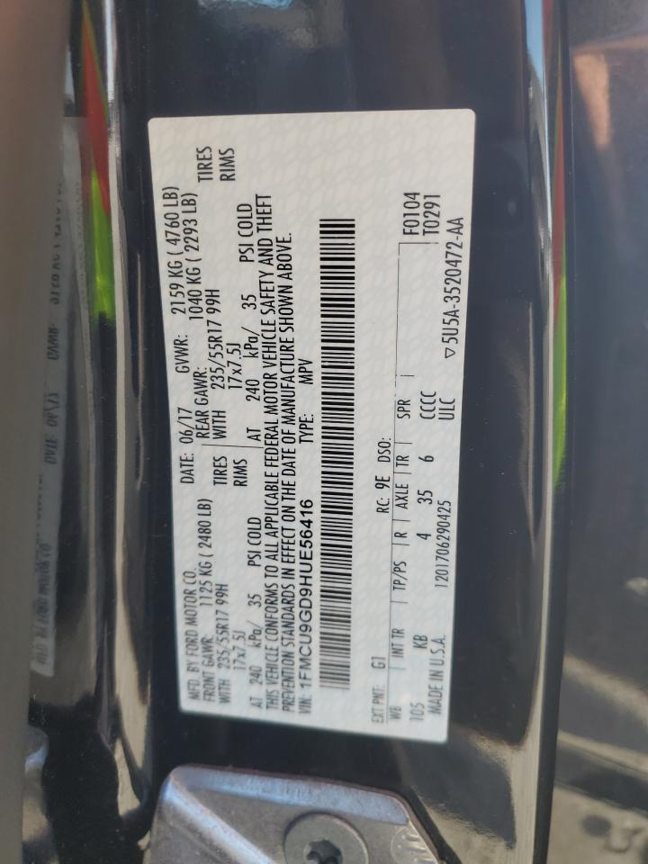 2017 Ford Escape Se VIN: 1FMCU9GD9HUE56416 Lot: 64866265