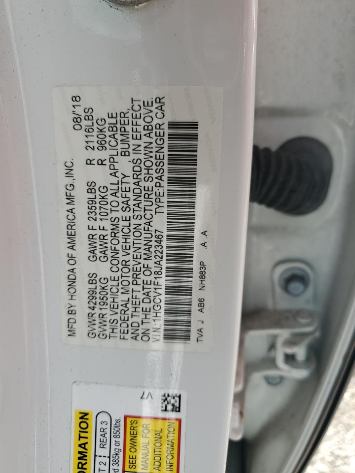 2018 Honda Accord Lx VIN: 1HGCV1F18JA223467 Lot: 65458785