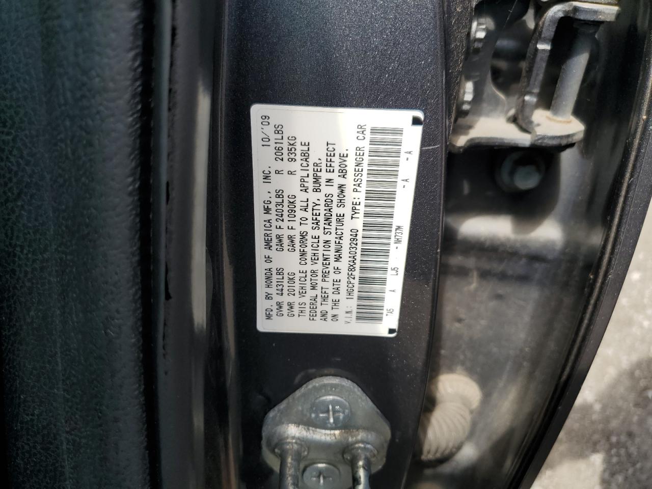 2010 Honda Accord Exl VIN: 1HGCP2F8XAA032940 Lot: 65250115