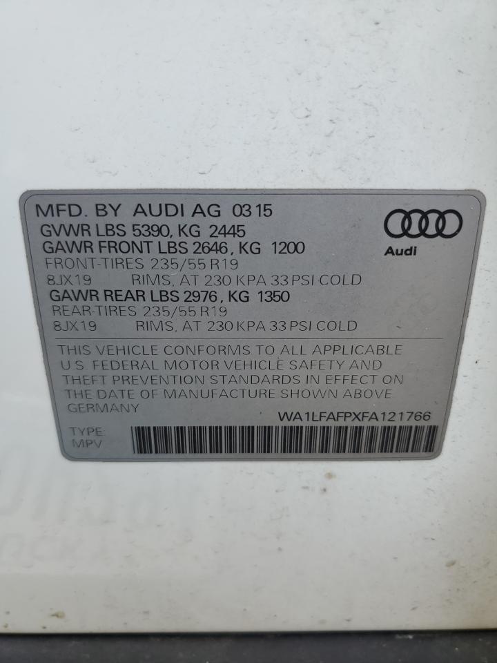 2015 Audi Q5 Premium Plus VIN: WA1LFAFPXFA121766 Lot: 65066715
