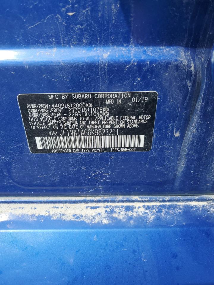 2019 Subaru Wrx VIN: JF1VA1A66K9823211 Lot: 63283305